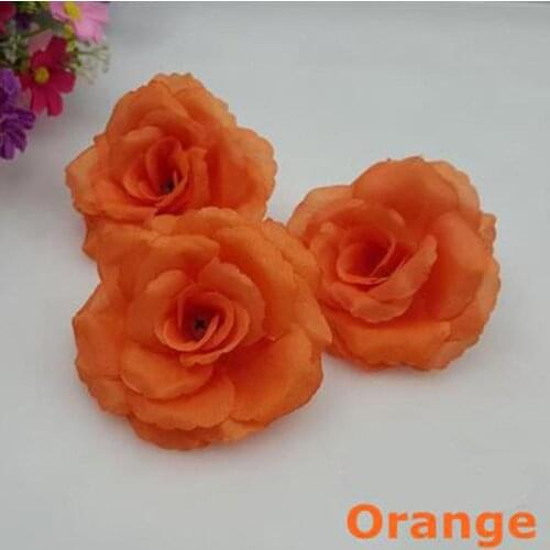 10PCS Orange Silk Artificial Roses Flower Head for Wedding Christmas Birthday Party New Year Festival Decoration Fake Flowers