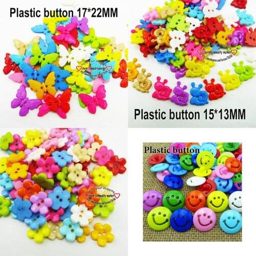 100PCS butterfly Dyed Plastic buttons decoration coat boots sewing clothes accessory smile face button garment P-188
