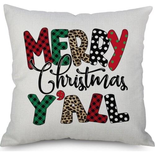 2021Farmhouse Christmas Pillow Covers 18x18 Decorations Xmas Rustic Linen Throw Cushion Case for Sofa Couch Home Decor No Filler