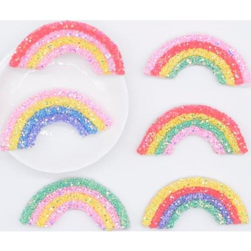 6Pcs 62*28mm Sequin Pipe Rainbow Clip Applique Accessories for Handmade Christmas Hat Hairpin Bow Clothes Shoes Decor Patch P58