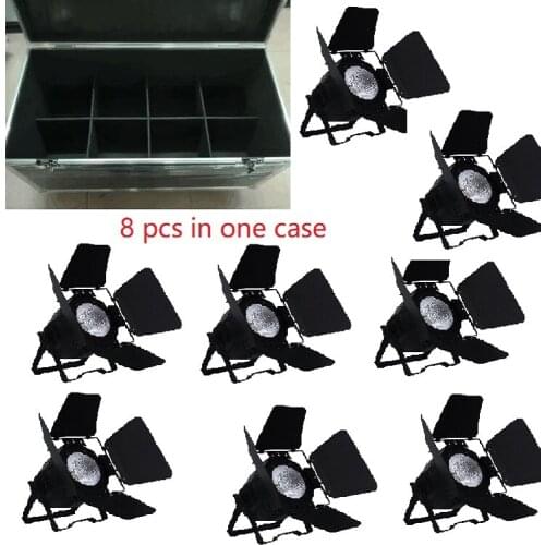 8 PCS/LOT Flightcase led cob par Full Color RGBW 100w With Barndoor