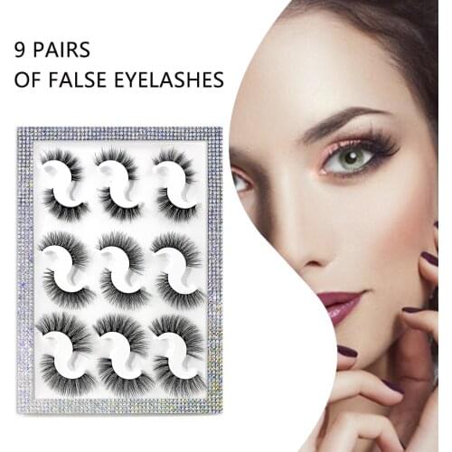 Flash Girl 9 Pairs Eyelashes Makeup Natural Volume Soft False Eyelashes Wispy Lashes Extension Handmade Fake Eyelash