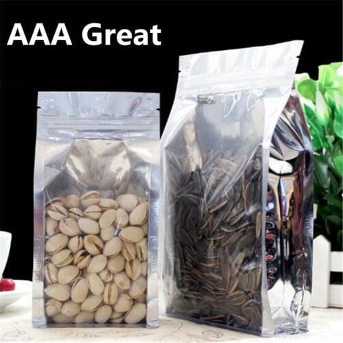AAA Great Coffee Bags Eight Side Aluminum Foil Plastic Front Clear Package Pouches Stand Up Zip Lock Nuts Bag Packing 20Pcs/Lot