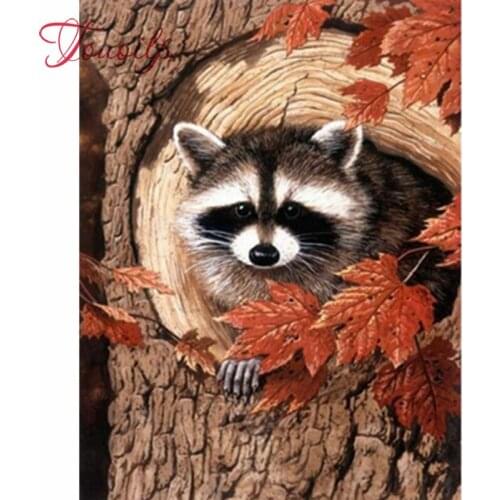 3D Full Diamond Mosaic DIY Diamond Painting Cross Stitch animal Pattern Resin round square Drill Diamond Embroidery cute Raccoon