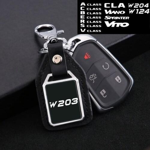 Car metal leather keychain mirror for Mercedes W124 W203 W204 CITAN SPRINTER VITO VIANO A B C E R CLASS V CLASS Accessories