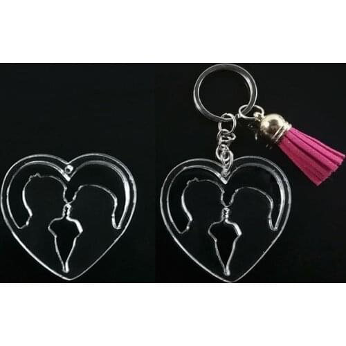Personalized Acrylic Crystal Heart Shape Keychain Blank Clear Couples Key Chain Valentine Cheap Party Favor Gifts for Guest