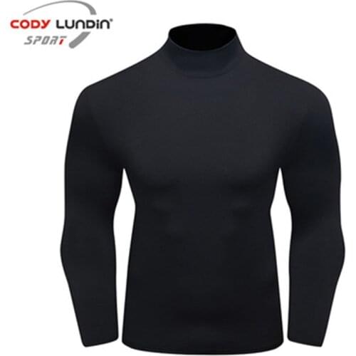 Cody Lundin Brand Mens Workout Clothes Sports Golf Round Neck Long Sleeve Bottoming Shirt Quick-Drying Mens T-Shirt