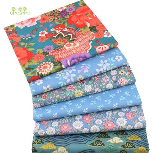 Chainho,Green Floral,Printed Twill Cotton Fabric,Patchwork Clothes,DIY Sewing&Quilting Material For Baby & Childrens,Half Meter