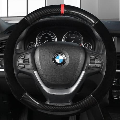 38CM Car Steering Wheel Cover PU+ Carbon Fibre for BMW X1 X2 X3 X4 X5 X6 X7 e36 e39 e46 e53 e60 e63 e82 e87 e90 e91