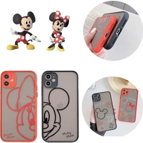 Disney Mickey Minnie couple mobile phone case for iPhone 12 11 Pro Max Mini XS X XR 7 8 Plus SE 2 mobile phone anti-drop case
