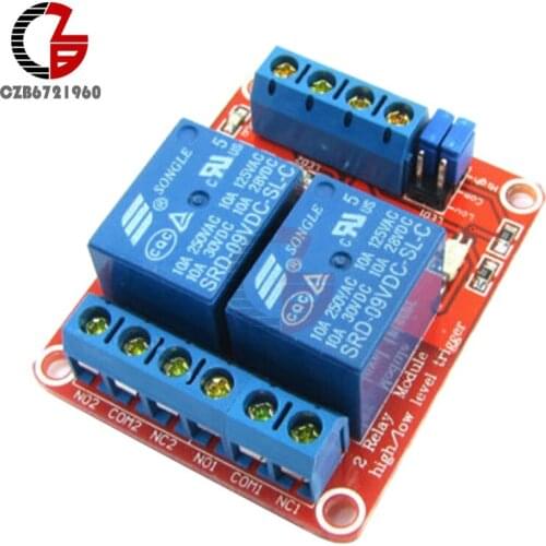DC 9V 2 Channel Relay Module With Optocoupler Driver High/Low Level Trigger 2 Way Relay Module Board For Arduino