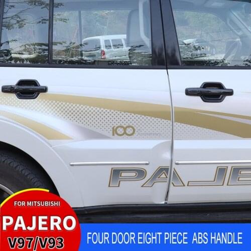 For Mitsubishi Pajero V97 V93 V73 12-17 Car Four door eight piece ABS Carbon fibre handle Car Accessories
