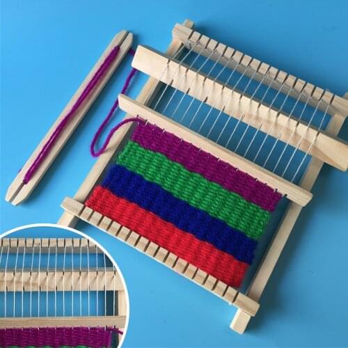 Wooden Weaving Craft Yarn Little Loom DIY Wool Knitting Machine Kids Educational Montessori Toys for Children Materials Kits Fun