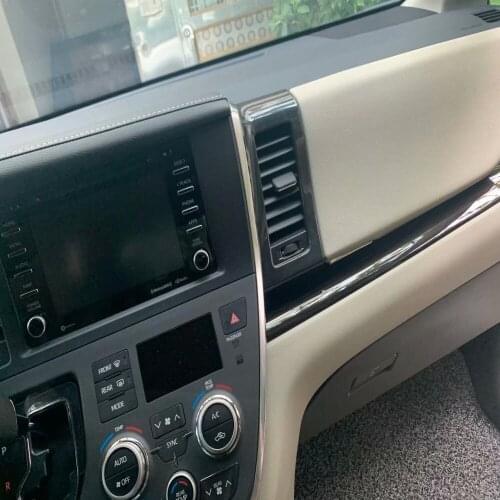 For Toyota Sienna 2019 2020 Carbon Fiber Center Control Car Interior Air Conditioning Vent Trim Cover Sticker Accessories LHD