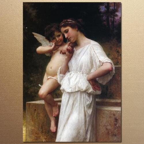 Art oil Painting Loves Scerets by William Adolphe Bouguereau High quality Handmade