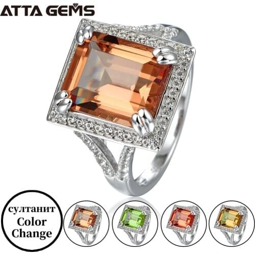 Zultanite Sterling Silver Rings Unisex Design 6.5 Carats Created Diaspore S925 Rings Wedding Band Birthday Party Gifts