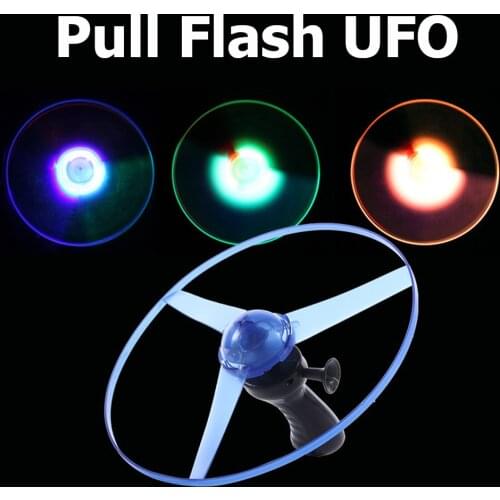 Creative Toy Outdoor Sports Flying Disc UFO Parent-Child Pull Line Saucer Toys Kids Rotating LED Light Flash Interaction