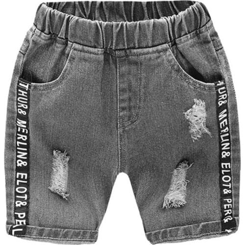 Baby Boys Summer Denim Letter Shorts Children Casual Fashion Jeans Shorts Pants For Kids 2-7Yrs