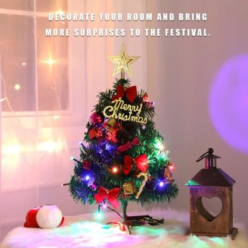 Mini Christmas Tree Home Office Hotel Desktop Glowing Tree Decoration Holiday Ornament PVC Mini Christmas Tree with Light