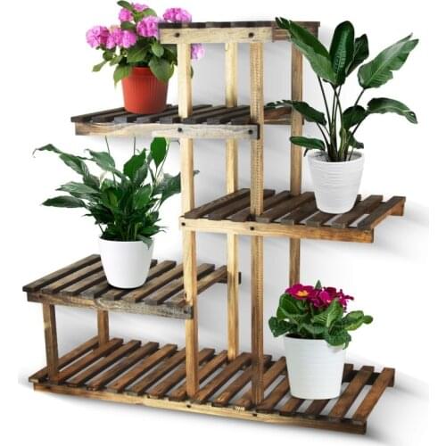 Multi-tiers Flower Plant Holder Stand multi-layer Floor Rack Wooden Balcony Garden Bonsai Display Shelf modern Home Decoration