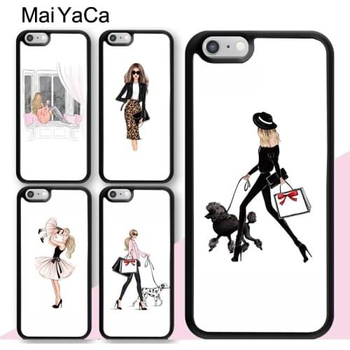 Fashion illustration dress Pink Girl Art Case For iPhone 12 mini 11 Pro Max SE 2020 6S 7 8 Plus 5S XS Max XR X Coque