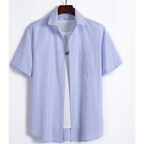 Summer S~8xl mens short sleeve dress shirt square collar non-iron regular fit anti-wrinkle pocket male social shirt