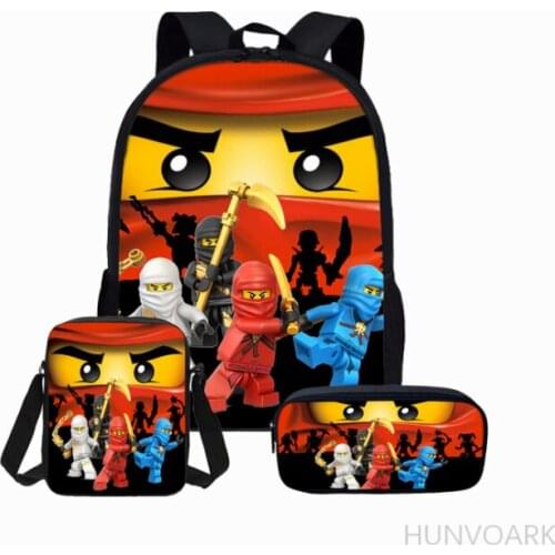 3PCS School Backpacks Set ninja 3D Print School Bags For Girls boys Students Primary Daily Casual Travel Bag bolsa