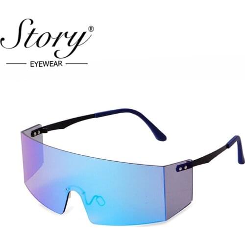 Story One Piece Futuristic Mask Clear Goggles Mask Women Men 2020 Brand Design Futuristic Dazzling Large Shield Sunglasses S8818