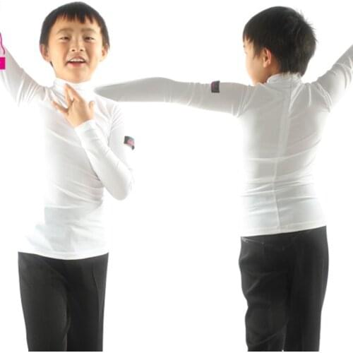 Boys Latin Dance Shirts High Collar Long Sleeve Practice Clothing Kids Salsa Tango Cha Cha Rumba Samba Child Dancewear DNV12080