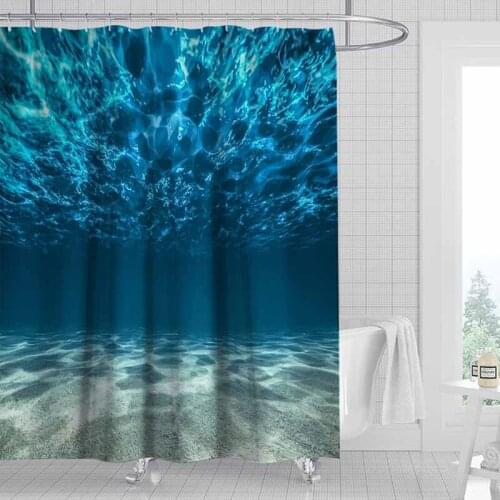 Scenic Ocean Waves Sea Moon Printed Shower Curtains Waterproof Modern Bath Curtain with Hooks Curtain for Bathroom Gothic Decor