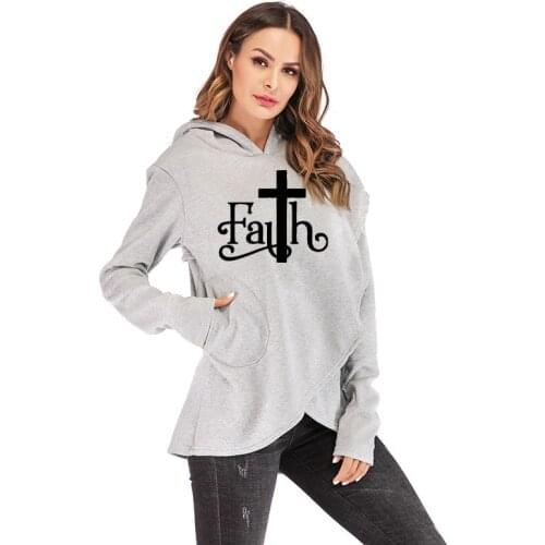 Sweatshirts Women Autumn Winter Fashion Long Sleeve Faith Letter Print Pullover Tops Female Casual Oversized Warm Hoodies 2021