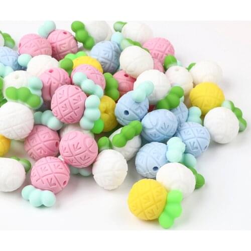 TYRY.HU 10pcs Cartoon Pineapple Silicone Beads Free BPA Baby Teething Beads Pacifier Chain DIY Accessories Children Molar Toys