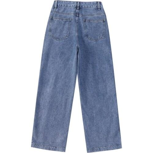 High Waist Vintage Baggy Straight Denim Trouser Sense of Design Wide Leg Pants Womens Jeans 2021 Spring New Harajuku Streetwear