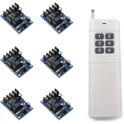 Top Quality DC12V 24V 36V 48V Wireless Remote Control Switch System with 1000m Long Range 6 Receivers and Transmitter 315/433mhz