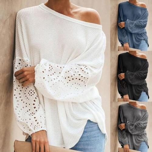 2021 Popular New Women T-shirt Solid Color Hollow Out Sleeve Summer Autumn Solid Color Round Neck Shirt Streetwear Casual Loose