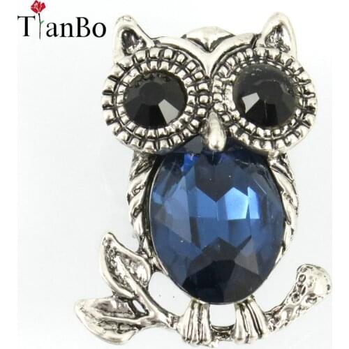Tianbo Metal Bird Brooches Badges for Women Rhinestone Pins and Brooches Cute Womens Animal Brooch Owl Female Wholesale