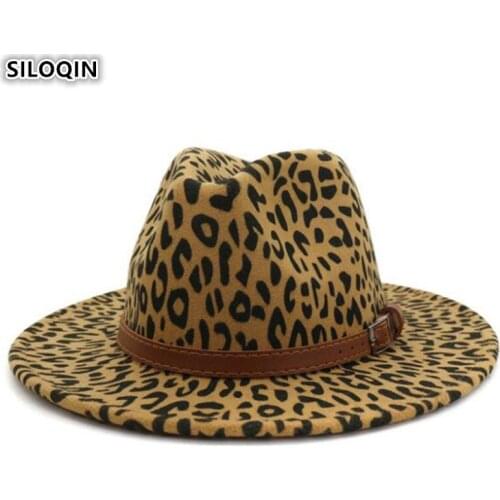 SILOQIN Womens Woolen Warm Fedoras Jazz Hats Autumn Winter Leopard Hat 2020 New Multicolor Fashion Leopard Men Hat Sunhat Adult