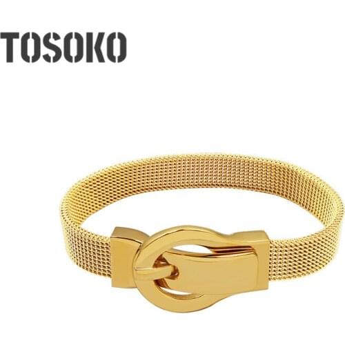 TOSOKO Stainless Steel Jewelry Watch Belt Buckle Magnet Bracelet Women Fashion Bracelet BSE240