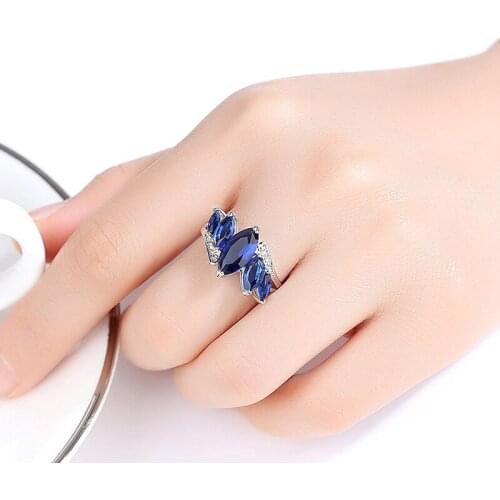 Female Crystal Zircon Stone Ring for Woman Purple Green Water Blue Ring Wedding Band Jewelry Promise Engagement Rings Jewelry