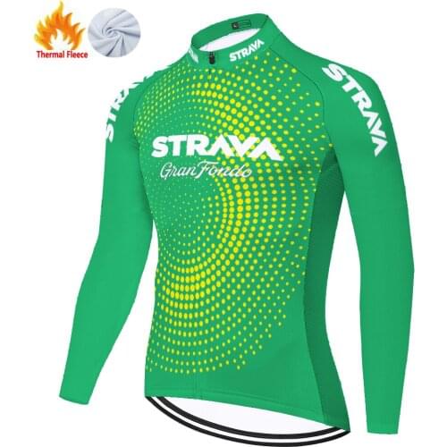 2021 winter cycling jersey STRAVA maillot manga larga ciclismo hombre Winter Thermal Fleece malliot ciclismo hombre