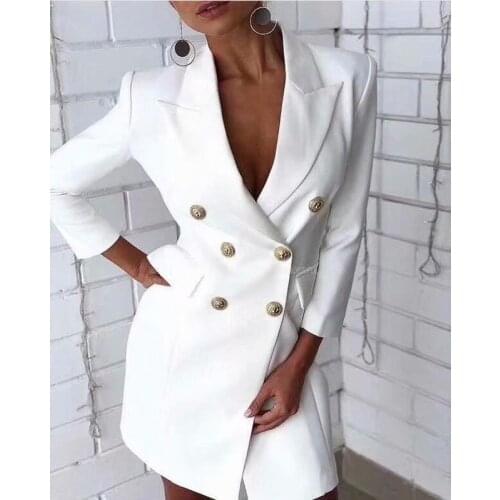 10.17 HIGH QUALITY !!! Fashion temperament Double breasted slim dress women