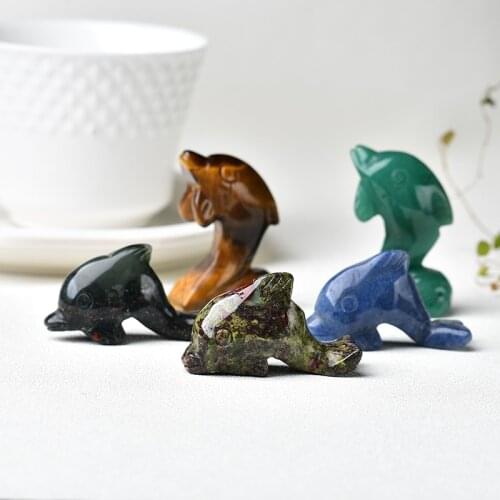 1pc Cute Crystal Dolphin Carving Ornaments Gems Crafts Holiday DIY Gifts Home Decoration Accessories Aquarium Statue
