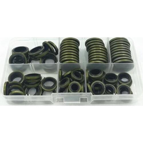 100Pcs Bonded Washer Metal Rubber Oil Drain Plug Gasket Fit Combined Washer Sealing Ring Assortment Kits