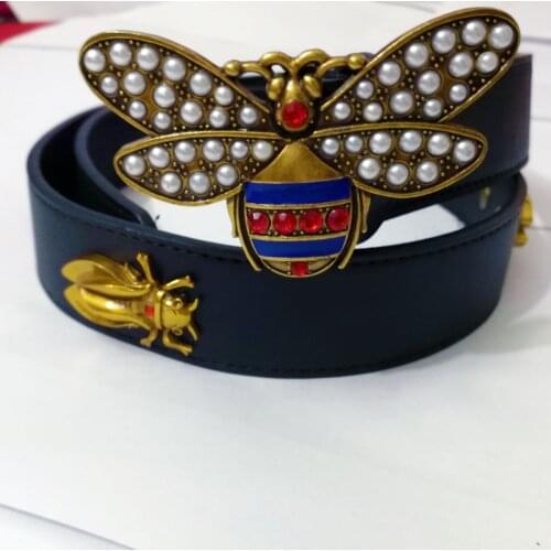 2018 Popular Bee Belt Buckle of diamond decoration autumn winter fashion for man women cute bee belt leather belt gift