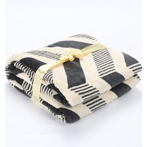 2021 Winter Warm Coral Fleece Blanket Sofa Air Conditioner Blanket Gift Blanket Striped Quilted Blanket Cover Blanket