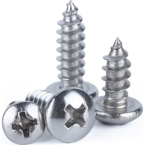 50pcs M1.6 round head Phillips screw Cross pan headsSelf-tapping screws stainless steel 3mm-8mm Length