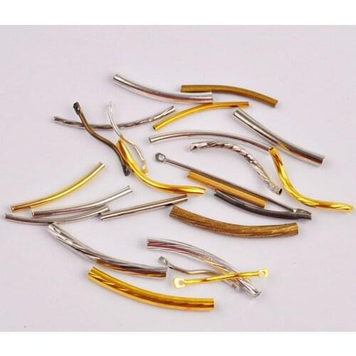 500pcs mixed Metal Curved Tube Spacer Beads Connector Jewelry Findings For Bracelets Necklace Diy Jewelry Making Accessories