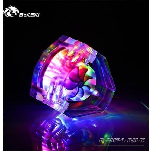 Bykski B-FMPA-DM-X, Acrylic Diamond Shape Water Flow Meters, G1/4 5v 3pin RGB Lighting Polygon Water Cooling Flow Meters