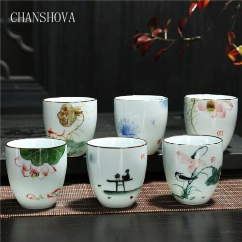 CHANSHOVA 80-150ml Multiple Patterns Traditional Chinese Style Handpainted Ceramic Teacup China Porcelain Small Tea Cups H132