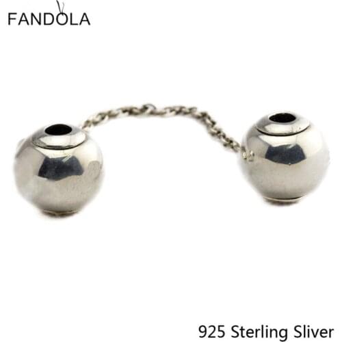 CKK Small Hole Essence Safety Chain Charms 925 Sterling Silver Original Jewelry Making Fits For Bracelets